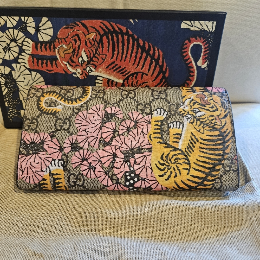 Gucci Continental Wallet Bengal Print GG Coated Canvas - Picture 3 of 6